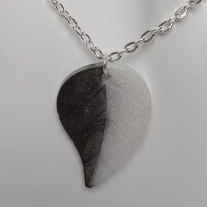Elegant Black and White Leaf Pendant Necklace